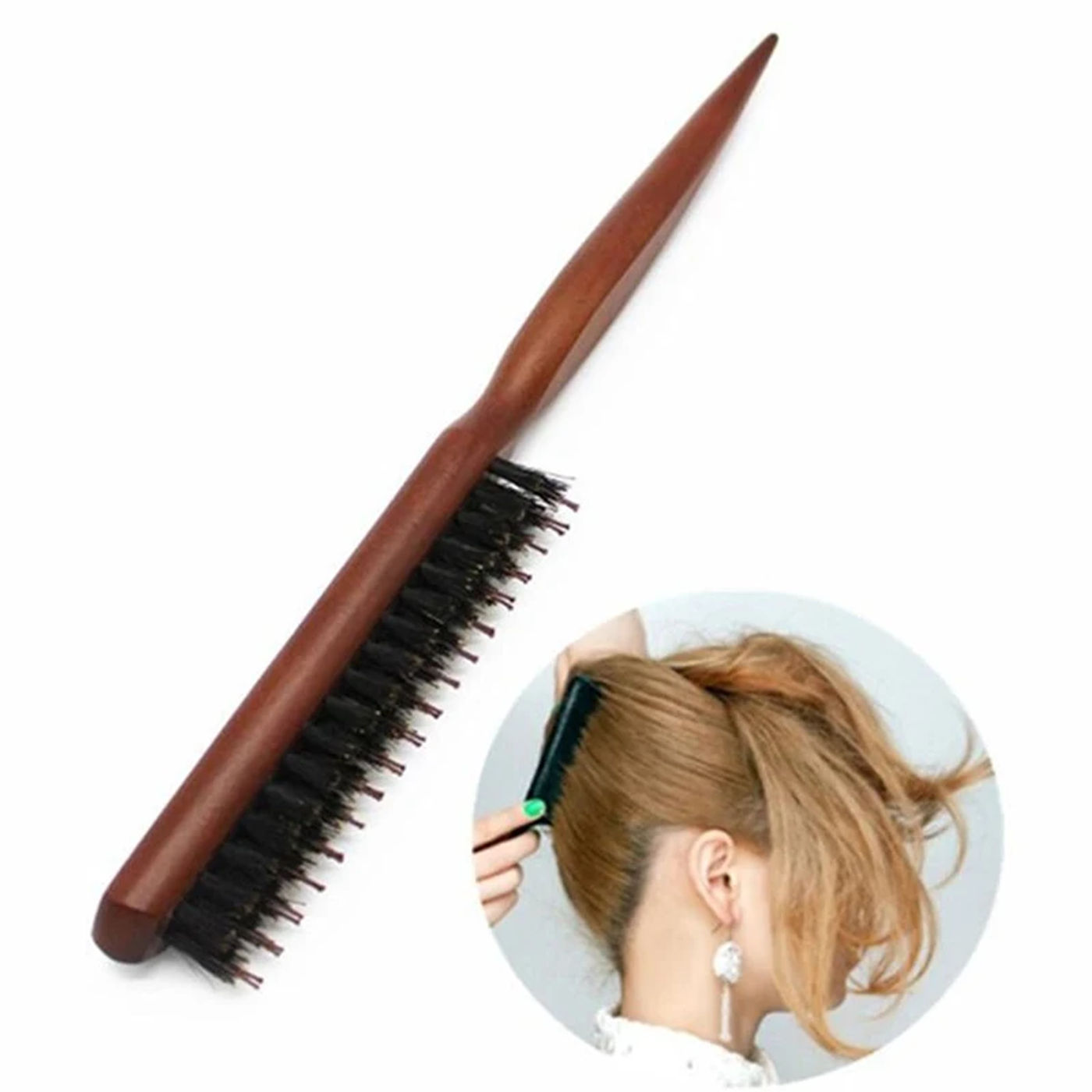 Description Picture 2 of itemProfessional Salon Three Rows Bristle Scraper Comb Teasing Back Hair Brushes Wood Slim Line Comb 24cm/ 9.45inch