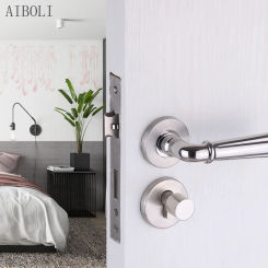 Stainless Steel Indoor Door Lock Hotel Door Lock Toilet Bathroom Silent Door Lock with Handle Lock Set