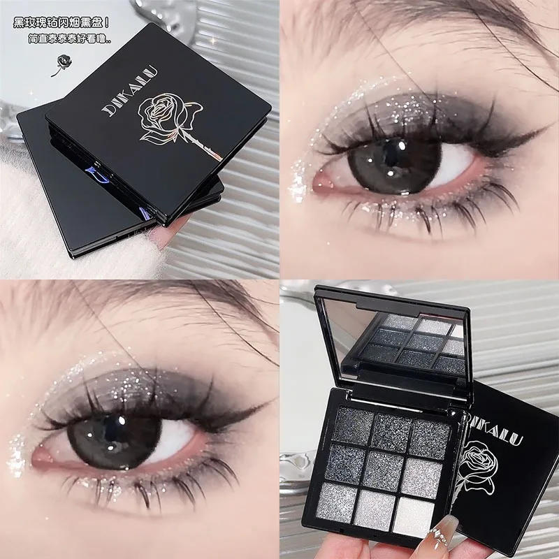 Description Picture 6 of itemDark Rose Eyeshadow Palette Black Eye Makeup Palette Long Lasting Glitter Eye Shadows Korean Party Cosmetics Make Up Palette