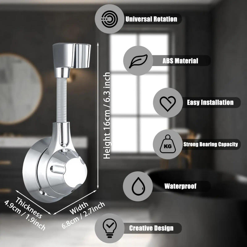 Description Picture 2 of itemPunch-Free Shower Head Holder Suction Cup Adjustable Multi Angle Rotation Bracket Stand Holders Organiser Accessories