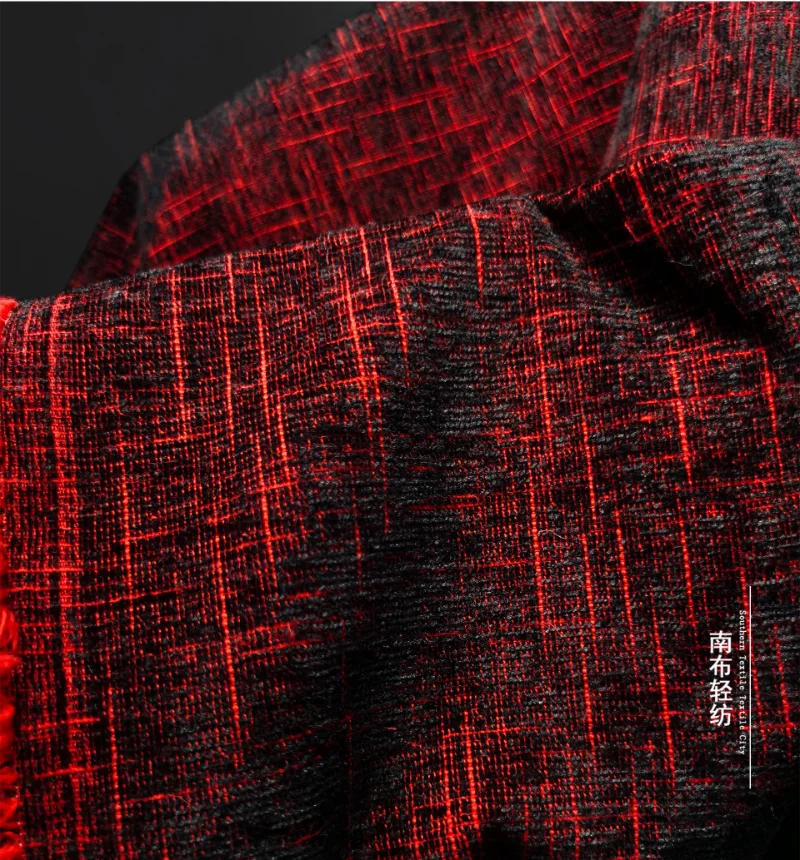 Description Picture 2 of itemRed Velvet Fabric Dark Patterned Texture Creative Thick Clothing Windbreaker Cloth Apparel Diy Sewing Meters Material