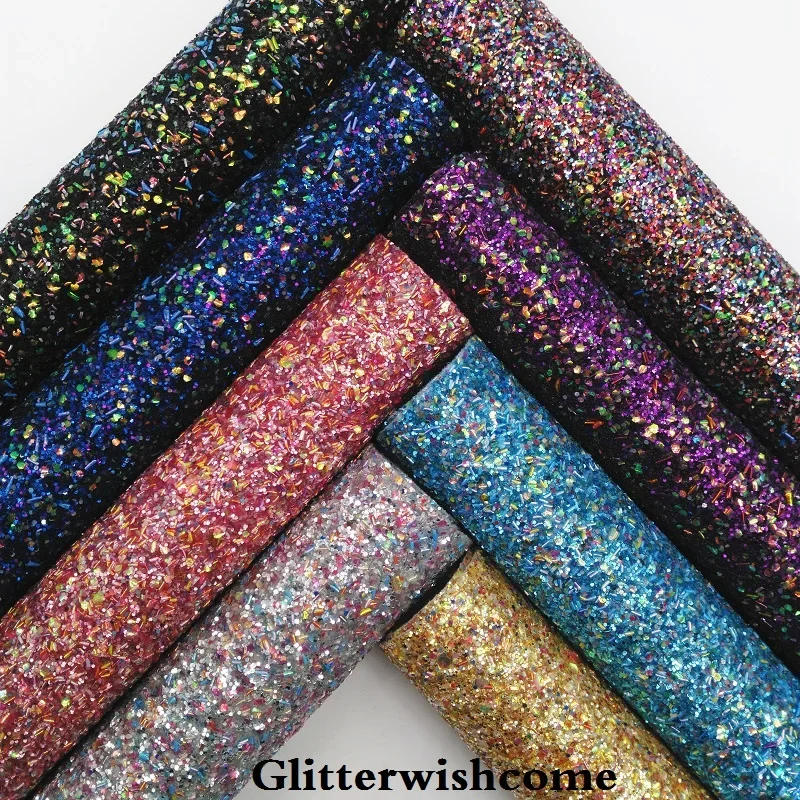 Description Picture 3 of item30X134CM Mini Roll Chunky Glitter Leather Sheets Faux Glitter Vinyl Synthetic Leather fabric For Bows Craft DIY GM3000A