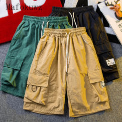 Summer Thin Ice Silk Quick-drying Shorts Men's Workwear Loose Casual High Street Personality Five-point Pants Male Sportswear