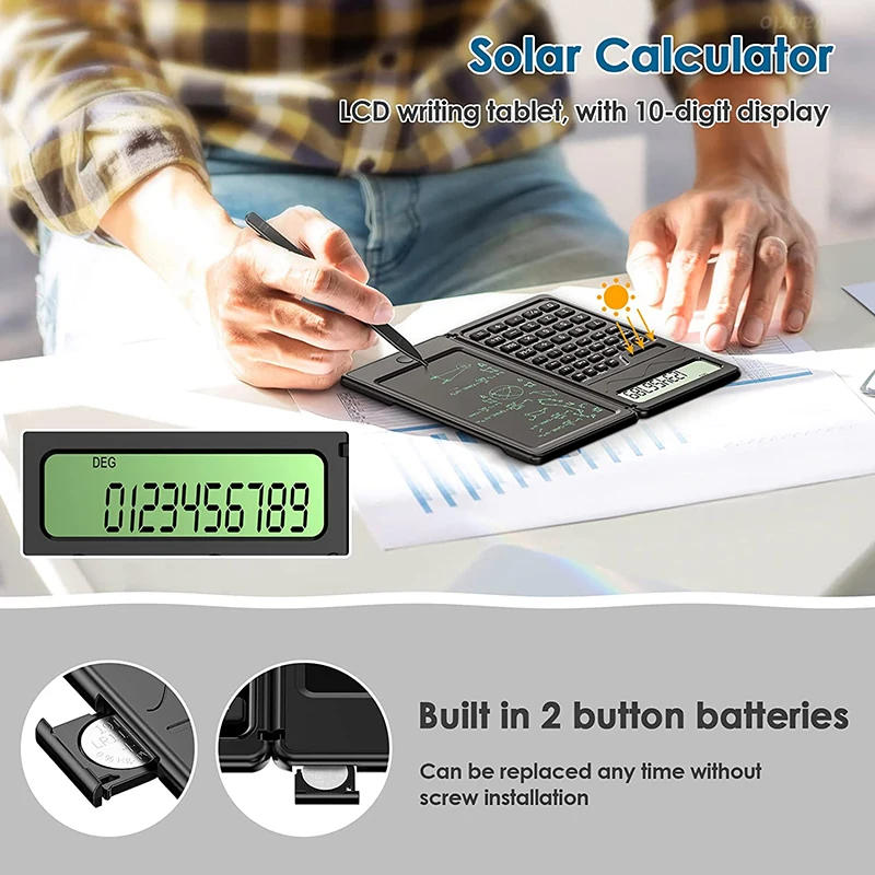 Description Picture 5 of itemFoldable Solar Energy Scientific Calculators &6 Inch LCD Writing Tablet Drawing Pad Graphing For Office Business Student Teacher