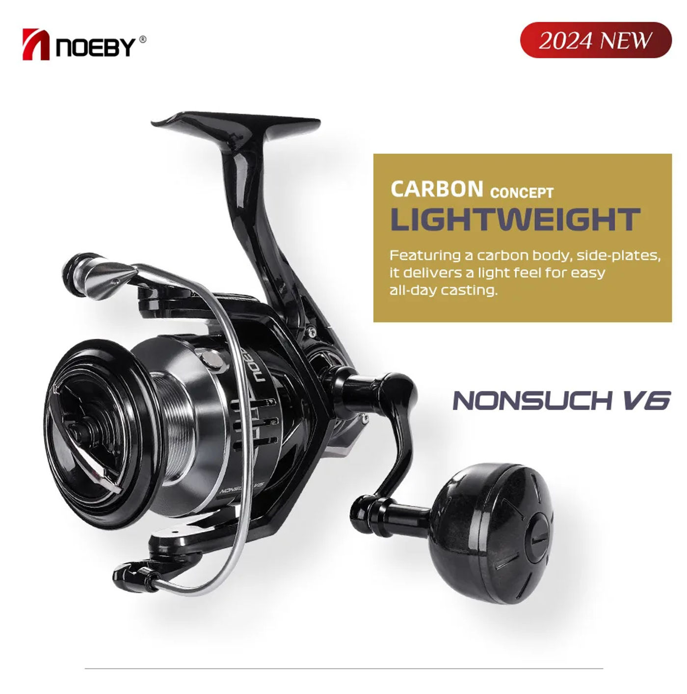 Description Picture 2 of itemNoeby Carbon Spinning Fishing Reel 2500 3000 4000 Series Lightweight Reels Max Drag 7kg 6.2:1 Gear Ratio Aluminium Spool Reels