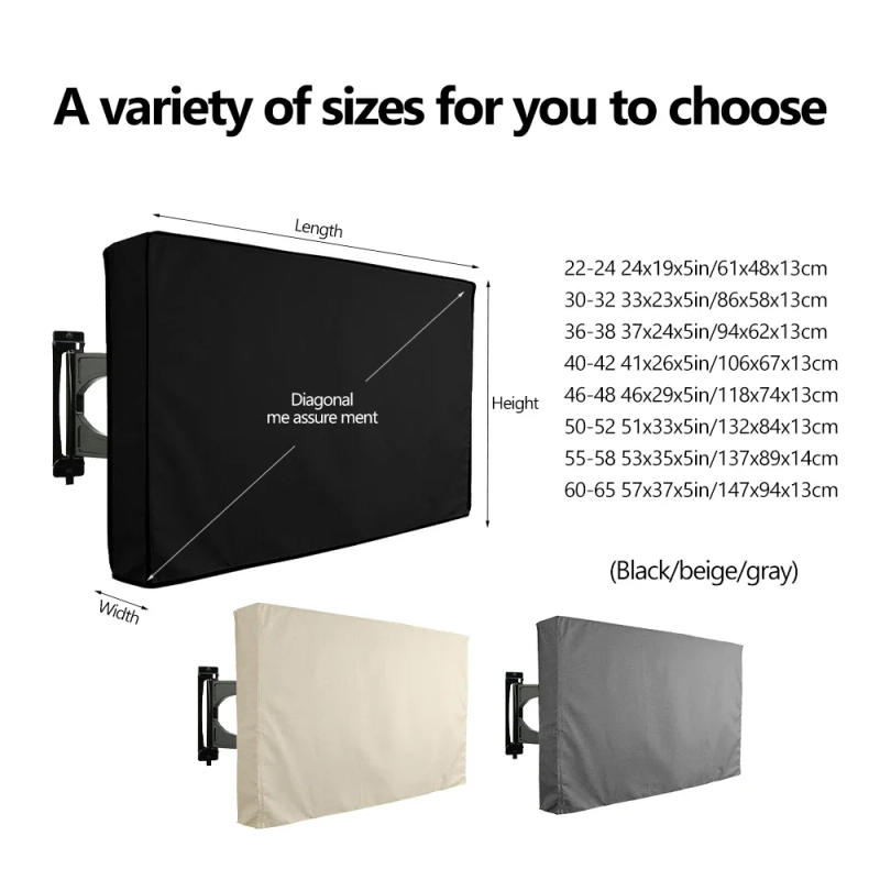 Description Picture 2 of itemOutdoor TV Screen All-Purpose Dust Cover Black LCD Television Waterproof Resistant Protect Bag 24" 38" 42" 48" 52" 65inch