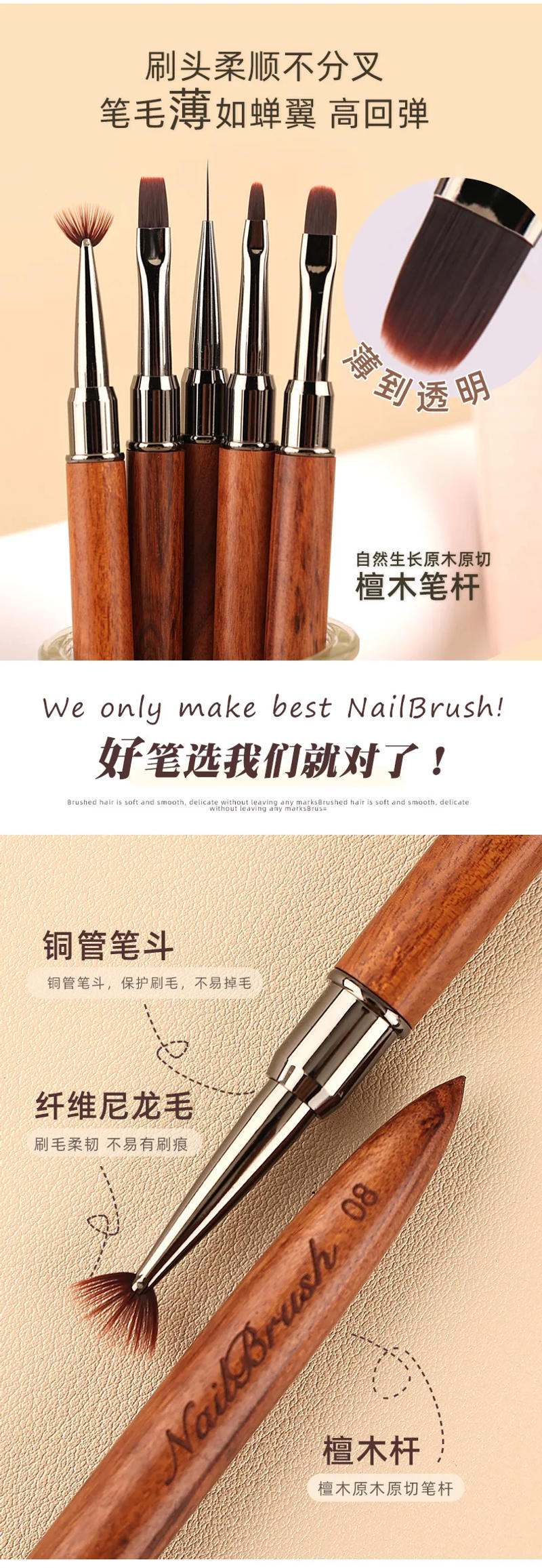 Description Picture 4 of itemNail Glue Phototherapy Brush UV Gel Painting Pen Acrylic Nail Art Liner Drawing Brush Professionnel Manicure Brushes Tools