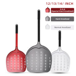 12 13 14Inch Pizza Peel Long Handle Turning Aluminum Pizza Turner Nonstick Baking Tool Perforated Paddle Kitchen Accessory