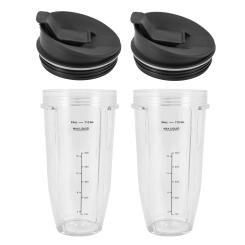 B59B-2 Pack Replacement 24Oz Cup With Spout Lid For Nutri Ninja Auto IQ Series Blenders With BL450/BL454/BL456/BL480/BL481
