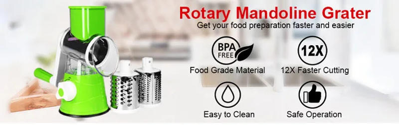 Description Picture 3 of itemManual Vegetable Cutter Slicer Kitchen Roller Gadgets Tool Fruit Vegetable Chopper Round Slicer Graters Potato Carrot Shredder