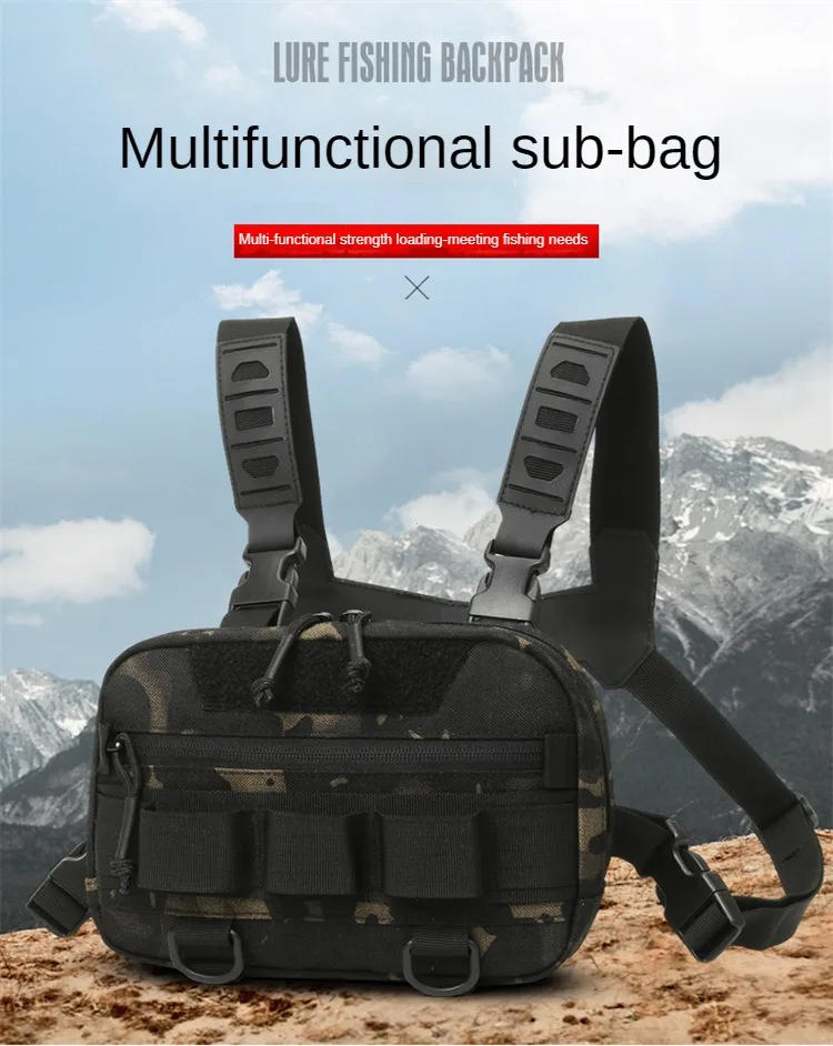Description Picture 6 of itemFishing Chest Bag Men's Tactical Bags Waterproof Molle Nylon Climbing Camping Backpacks Outdoor Travel Vest Backpack Fanny Pack