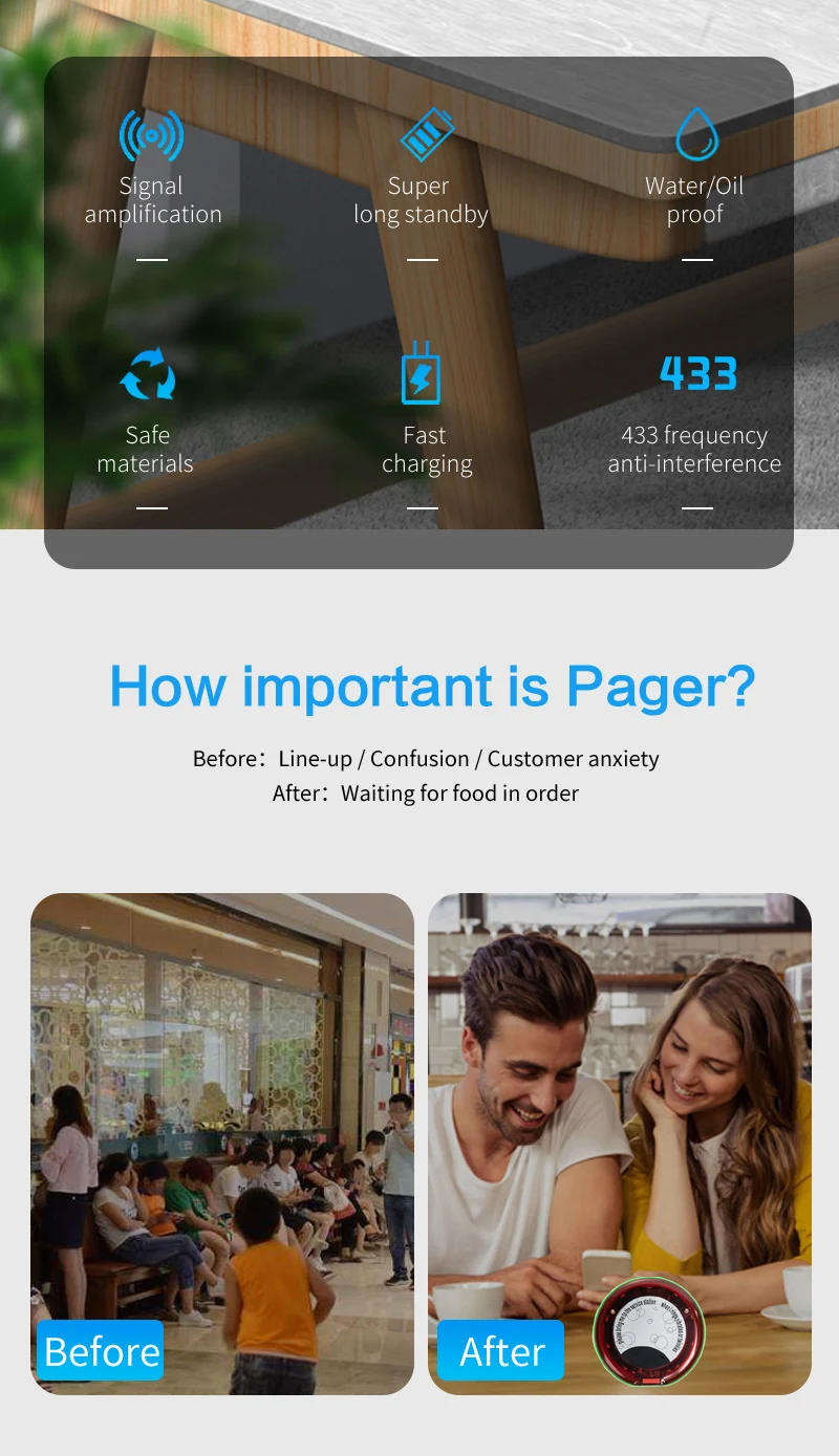 Description Picture 3 of itemYcall Hot Sale Wireless Restaurant Waiter Coaster Paging System 1 Keyboard 10 Vibration Pager 1 Charger Calling Service Buzzer