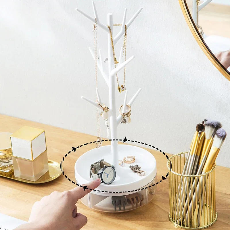 Description Picture 3 of item1pc Rotable Jewelry Stand Creative Tree Branch Earrings Necklace Ring Display Rack Desktop Multifunctional Storage Holder