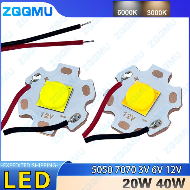 Description Picture 2 of item3V 6V 12V LED 20W 40W High Power 5050 7070 Chip Ceramic Bracket Lamp Beads Flashlight Headlight Searchlight