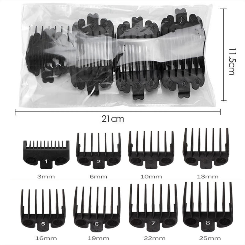 Description Picture 4 of item8Pcs 3-25mm Universal Hair Clipper Limit Comb Guide Attachment Size Fashion Barber Replacement Hair Care Styling Accessories