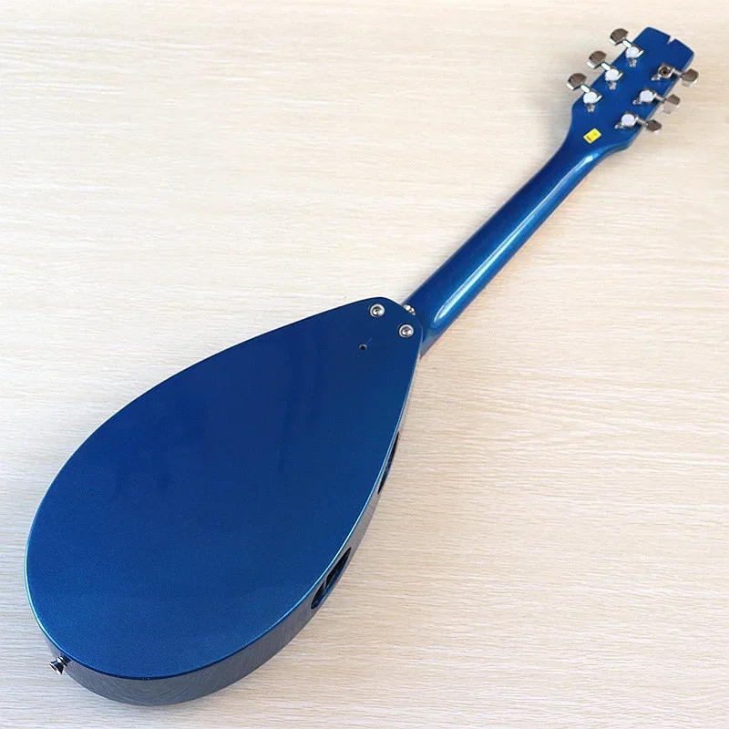 Description Picture 4 of itemStock 6 Strings Acoustic Guitar Lute Shape Body 36 Inch Blue Color Folk Guitar High Gloss Good Handicraft Free Shipping
