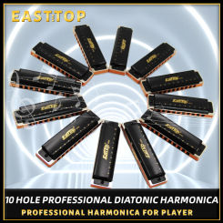 EASTTOP professional harmonica T008S blues harp 12keys set music,metal, reeds music, black