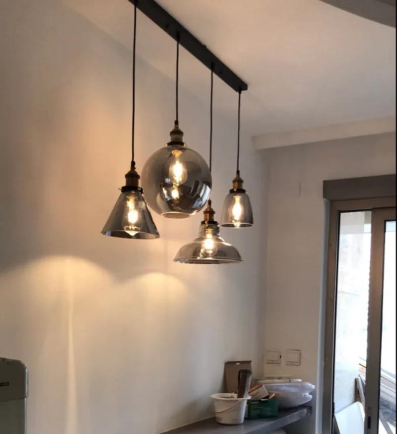 Description Picture 4 of itemAmerican Vintage Loft Glass Pendant Lamp Bar Restaurant Kitchen Dining Room Light Creative Personality Lighting Hanging Indoor