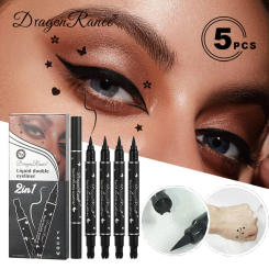 2in1 Liquid Double Head Seal Eyeliner Quick Dry Waterproof Star Butterfly Stamp Eyeliner Embellished Eye Tail Eye Liner Novice