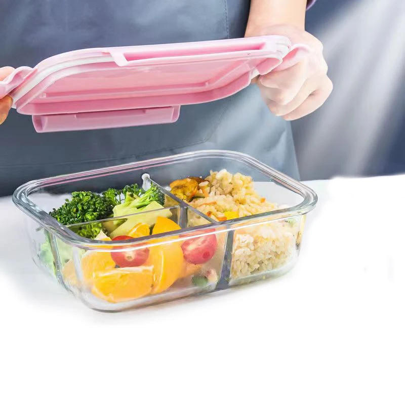 Description Picture 3 of itemHigh quality Lunch Box Glass 1050ml Food Storage Box Microwave Bento Box school food containers compartment