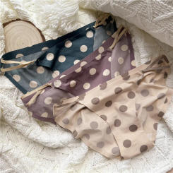 M-L Women's Underwear Panty Sexy Lace Panties Low Waist Seamless Comfort Briefs Girl Ice Silk Dot Underpants Female Lingerie