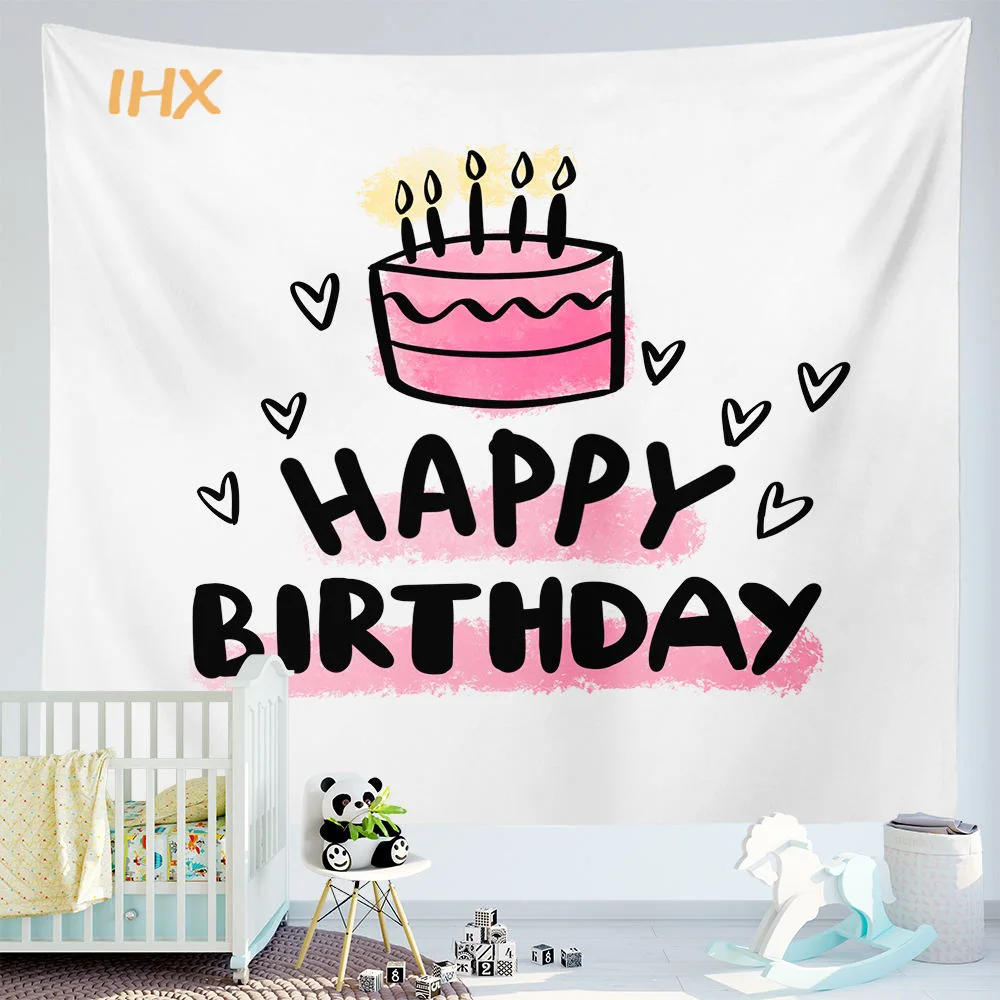 Description Picture 4 of itemHappy Birthday Background Tapestry Cloth Kawaii Children's Room Wall Decoration Girls Dormitory Cartoons Dormit Home Party Decor