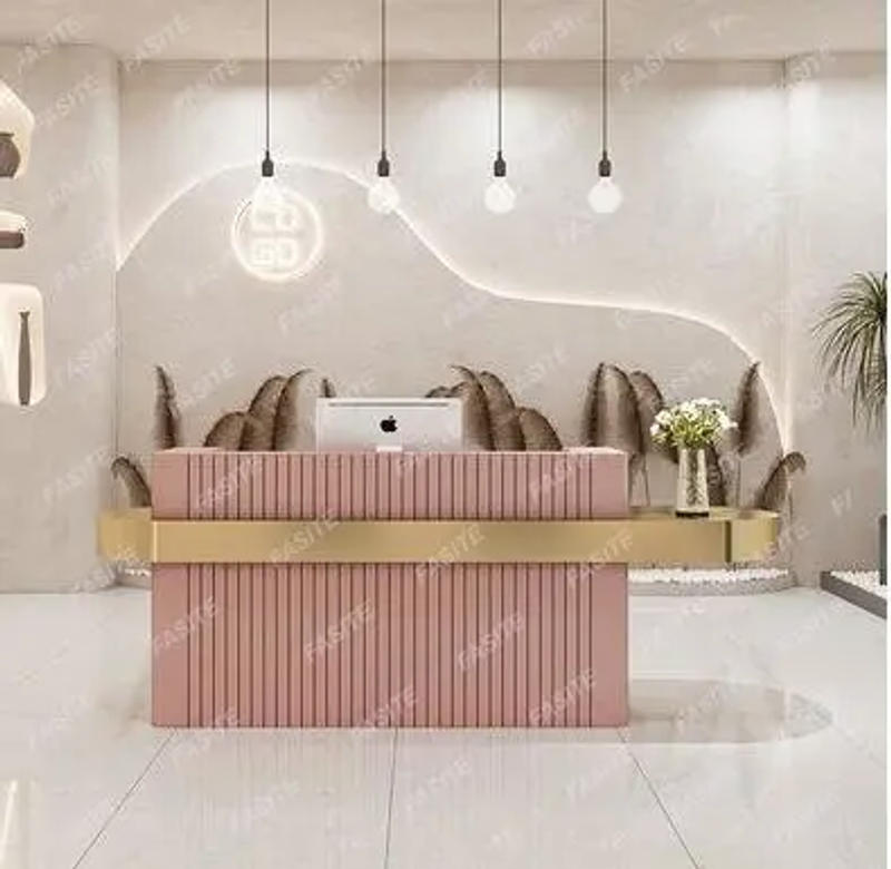 Description Picture 4 of itemCashier counter beauty and nail shop reception company commercial wrought iron stainless steel women's shop bar counter