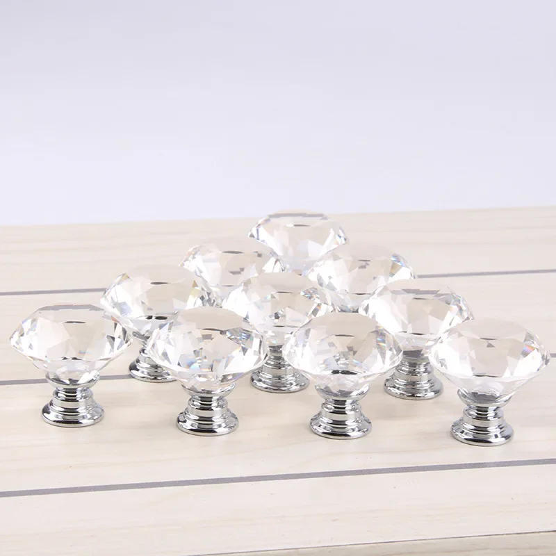 Description Picture 3 of item10Pcs/set 30mm Diamond Shape Design Crystal Glass Knobs Cupboard Drawer Pull Kitchen Cabinet Door Wardrobe Handles Hardware