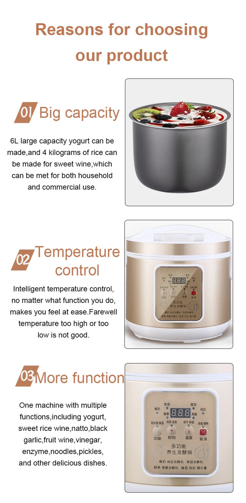 Description Picture 3 of itemBlack Garlic Fermenter Electric Smart Fruit Enzyme Garlics Fermentation Machine Automatic Zymolysis Pot Natto Yogurt Maker EU US