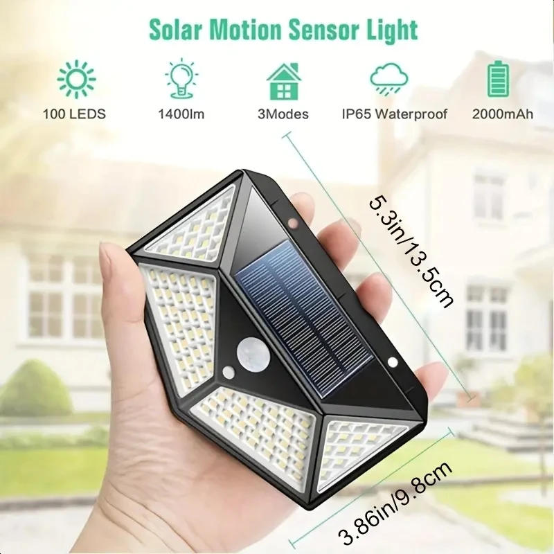 Description Picture 3 of item20/30/100 LED Solar Wall Light Led Light Motion Sensor Waterproof Outdoor Garden Solar Lamp Decoration Spotlights
