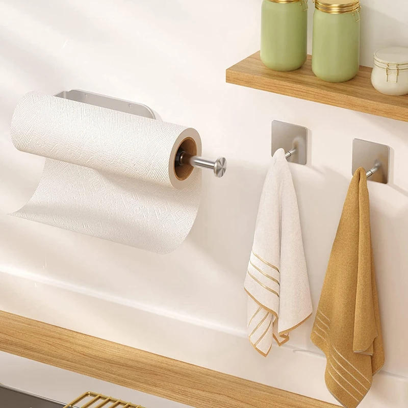 Description Picture 4 of itemPaper Towel Holder Under Cabinet Towel Robe Hooks Under Cabinet Paper Towel Holder Towel Holder For Bathroom Kitchen