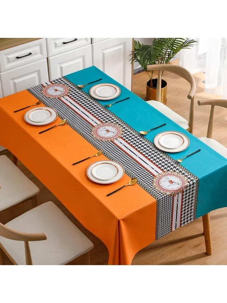 Description Picture 2 of itemstriped fashionable square tablecloth dining table cloth GREY