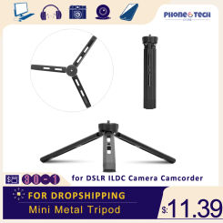 Photography Mini Metal Tripod Aluminum Alloy Desktop Stand Tripod with 1/4 inch Screw for DSLR ILDC Camera Camcorder Projector