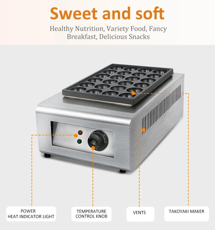 Description Picture 3 of itemCommercial Big Power Electric Takoyaki Ball Grill Machine 3 Plates Fishball Oven Grill