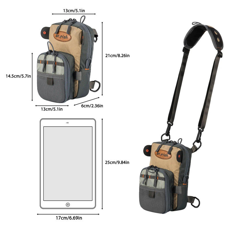 Description Picture 3 of itemFly Fishing Chest Bag,Waist Pack,for Fishing Tool Flies Lure,Light Weight,Breathable,Adjustable,Double SBS Zippers