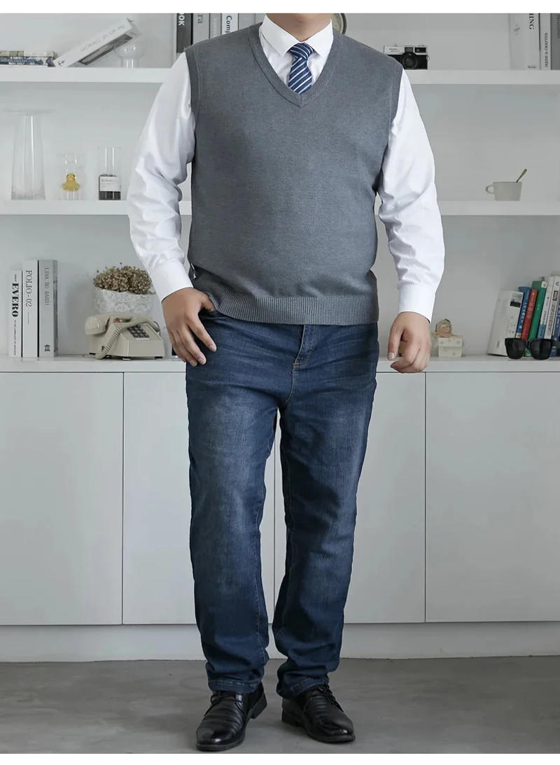 Description Picture 5 of itemAutumn 2024 New Men's Knitted Vest Pullover Sweater 8XL 7XL Plus Size Fashion V-neck Casual All-match Loose Sleeveless Clothes