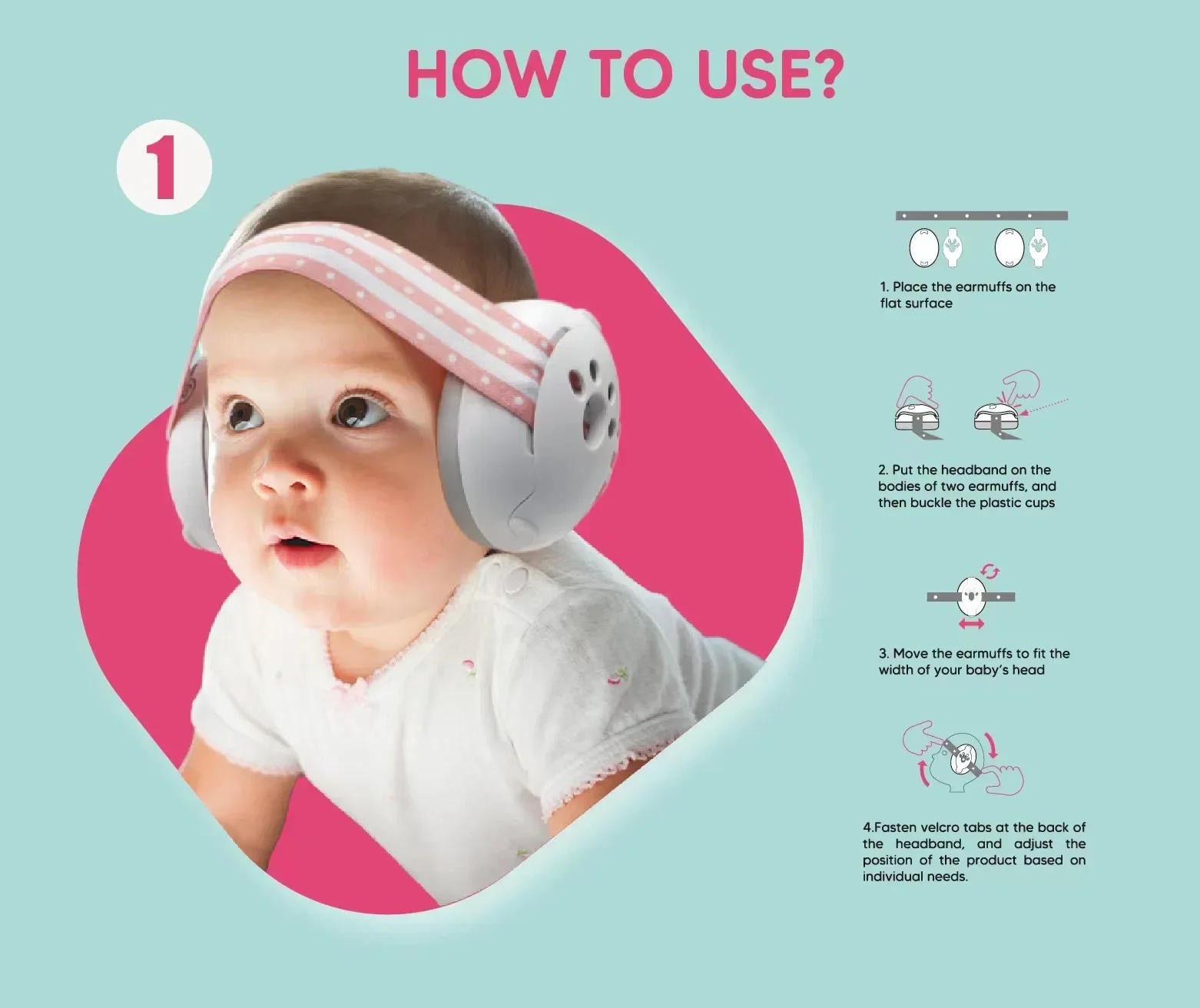 Description Picture 5 of itemNew Baby Ear Protection Noise Cancelling Headphones 2-in-1 Convertible Design Noise Reduction Earmuffs for Infant Improves Sleep