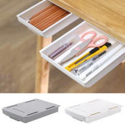 Self Stick Pencil Tray Under Desk Drawer Storage Box Hidden Stationery Organizer Stand For Pens Office Home Storage Organizer