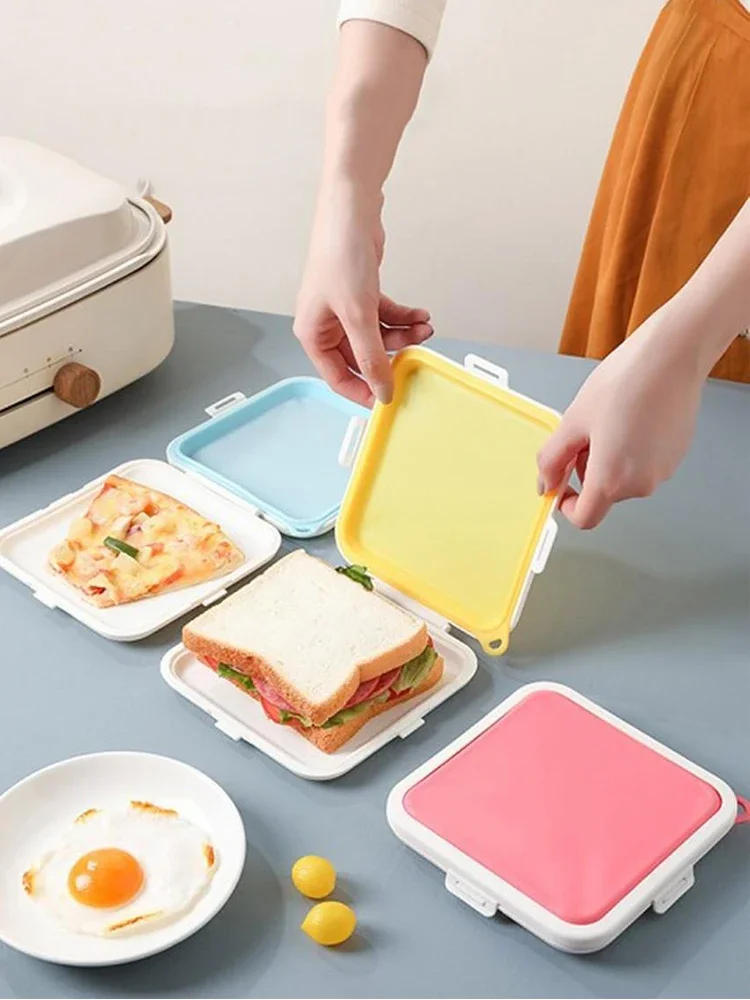 Description Picture 2 of itemPortable Sandwich Toast Bento Box Reusable Silicone Sandwich Box Eco-Friendly Lunch Food Container Microwavable Dinnerware