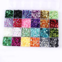 24 Colors  Bright Sequins Round Flatback Confetti  Paillettes Sewing Wedding Dress DIY Crafts Accessories
