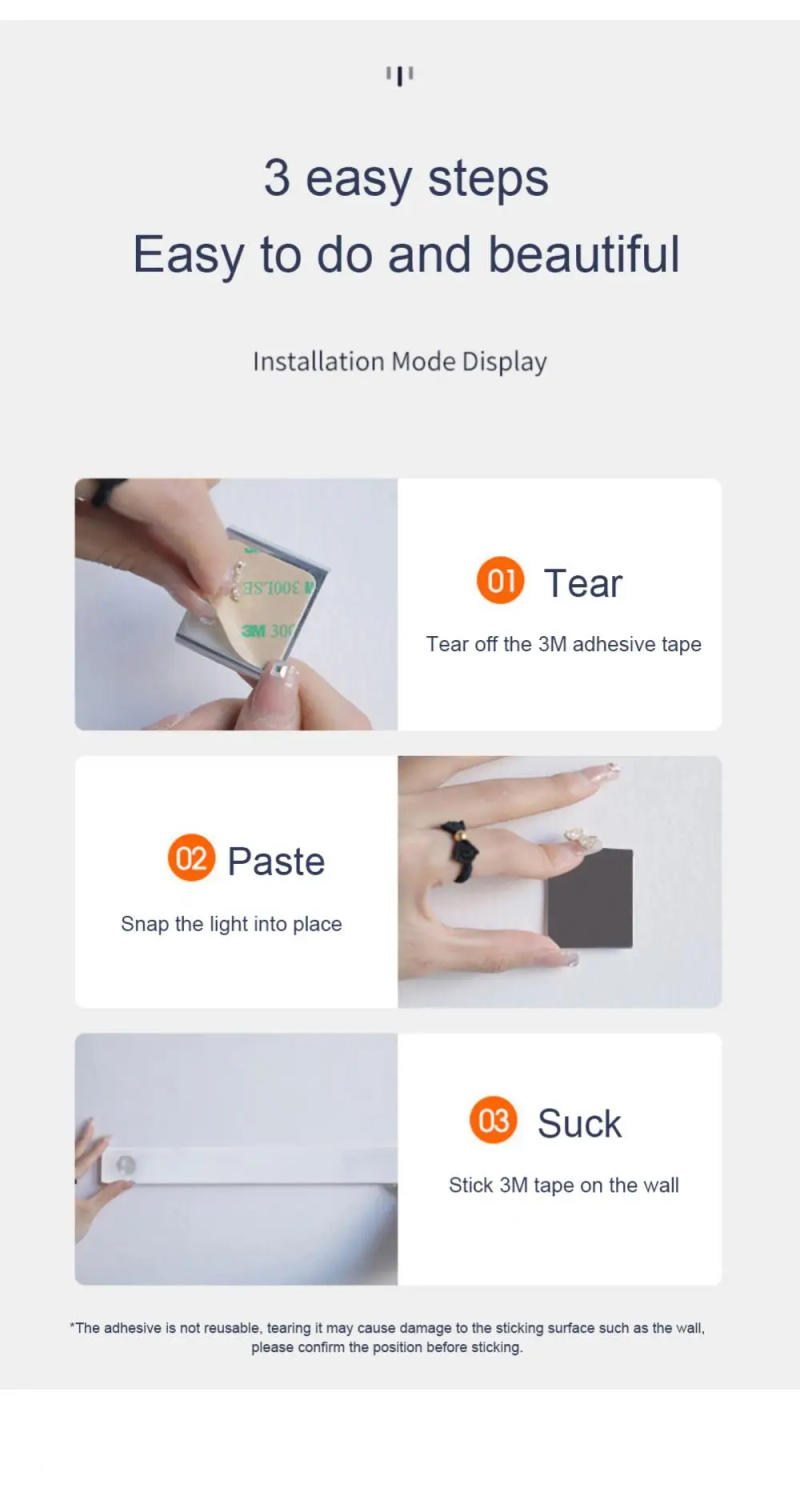 Description Picture 3 of itemWall Decorative Lamp Creative Energy Saving Bedroom Decor Pir Motion Sensor Usb Rechargeable For Home Kitchen Bedroom Lights Led