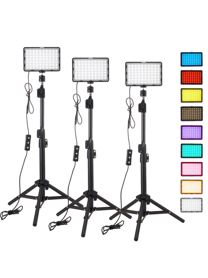 Description Picture 2 of item3pack LED 9Color Filter Studio Streaming Lights Photography Video Lighting Kit Photo Lights for Video Recording Photography Came