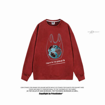 New Design Protect The Earth Graphic Sweatshirts Men's Loose Pullovers Streetwear Suede Unisex Casual O neck Hoodies Tops