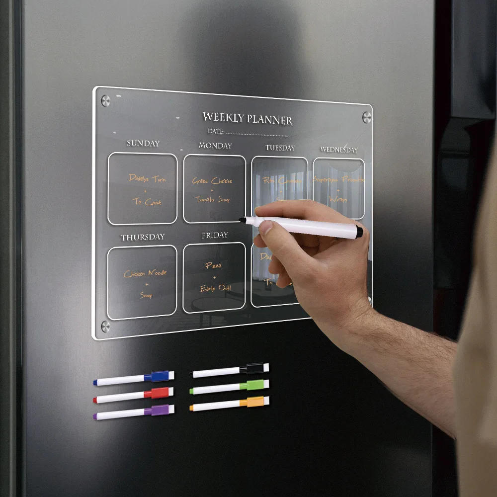 Description Picture 6 of itemPYLV Fridge Magnet Sticker Calendar Board Planner Reusable Magnetic Dry Erase Board Schedule Transparent Acrylic Fridge Message