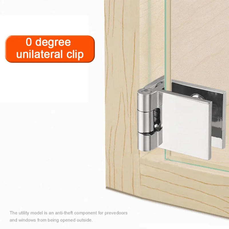 Description Picture 5 of item90 180 Degree Bilateral Glass Clip Zinc Alloy Cabinet Door Hinge Punch-free Furniture Glass Cupboard Clamp Furniture Hardware