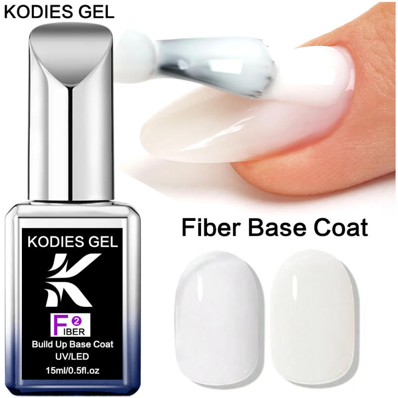 Description Picture 2 of itemKODIES GEL Fiber Base Coat Milky White Gel Nail Polish 15ML Semi Permanent UV Calcium Rubber Base Gel Varnish Builder Nails Art
