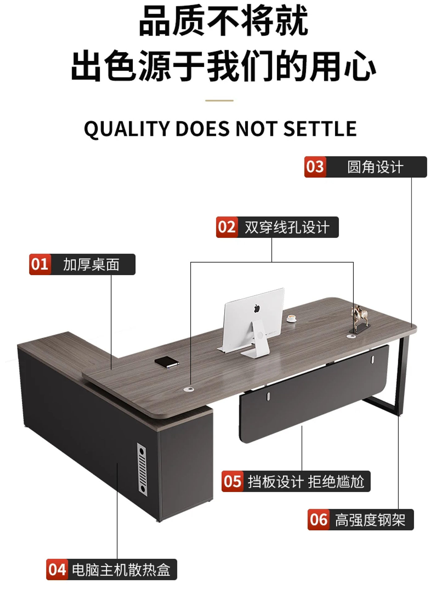 Description Picture 6 of itemBoss Conference Office Desk Computer Aesthetic Modern Modern Reception Office Desk Executive Luxury Escritorios Furniture SR50OD