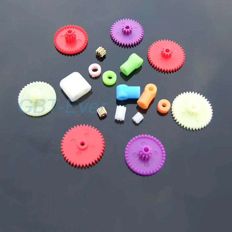Description Picture 3 of item18 Styles Colorful Mixed Plastic Gear Bag 0.4 Modulus Transmission Gear DIY Handmade Toy Accessories 3-way/4-way Bushing 18Pcs