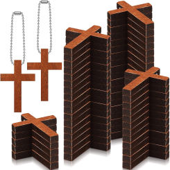 10/20/30/40pcs Home Decoration Handmade Accessory Scrapbooks Craft DIY Natural Wooden Christian Cross Pattern Ornamentation