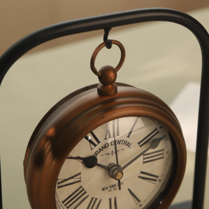 Description Picture 4 of itemPetite Silent Roman Numeral Clock - Mini Copper Retro Desk Clock, Quiet Non-Ticking Decor